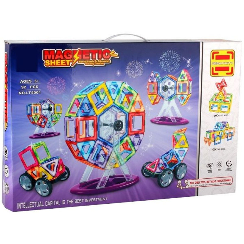 Magnetická stavebnice Magnetic Sheet 92 dílků