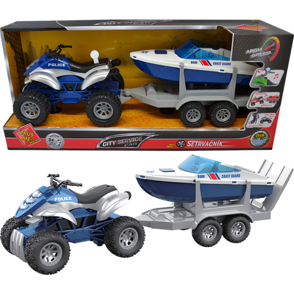 CITY SERVICE CAR - 1:16 Čtyřkolka s přívěsem - motorový člun