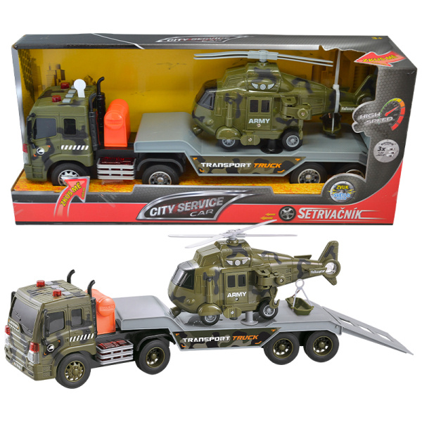 CITY SERVICE CAR - 1:16 Tahač s návěsem a vrtulníkem 571G