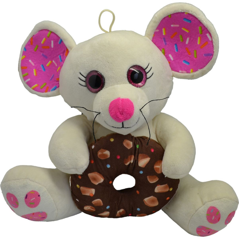 Myš s donutem bílá 30 cm