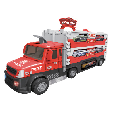 Hasičský TRUCK 2v1 se světlem a zvukem a 6 auty