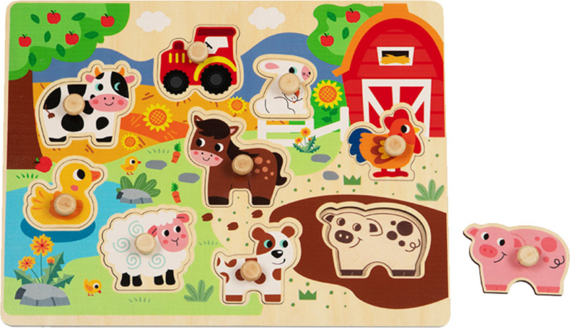 BABU - Dřevěné vkládací puzzle velká FARMA
