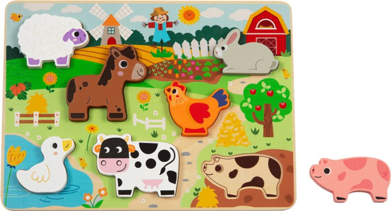 BABU - Dřevěné vkládací puzzle malá FARMA