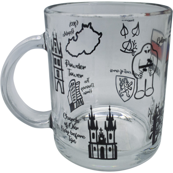 Skleněný hrnek 330ml - TOP PRAHA