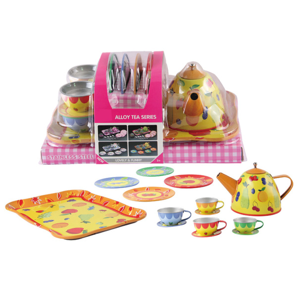 Plechová čajová sada s příslušenstvím 15 ks