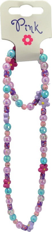 Růžová sada šperků Kytičky