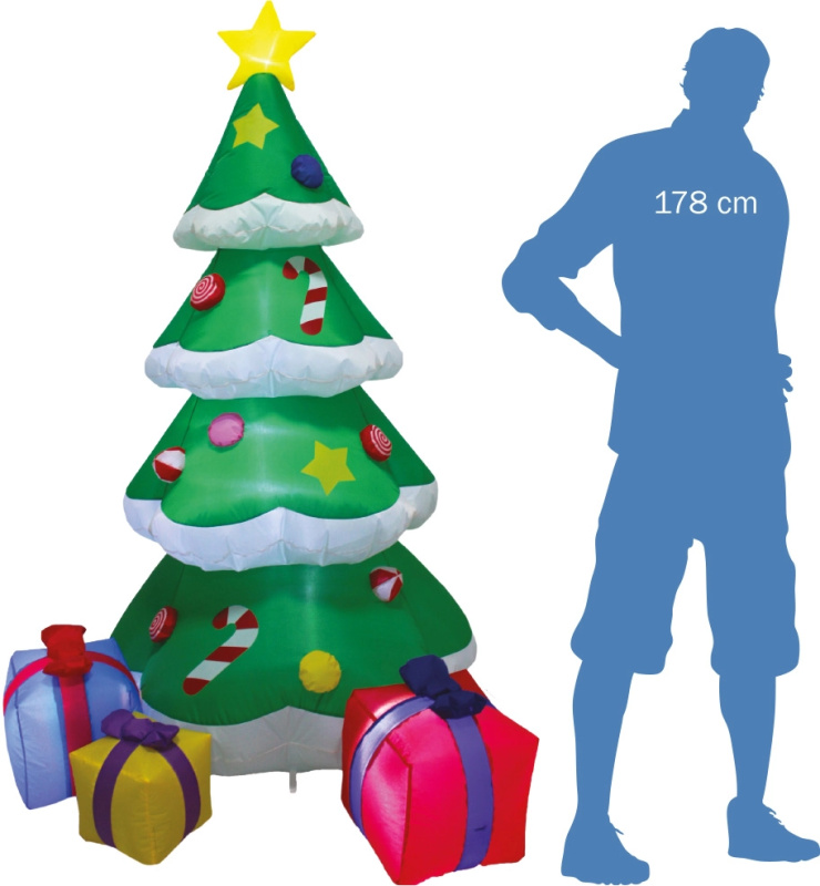 Nafukovací svítící stromeček s dárky 183 cm