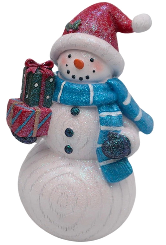 Dekorace Sněhulák s dárky - dřevo