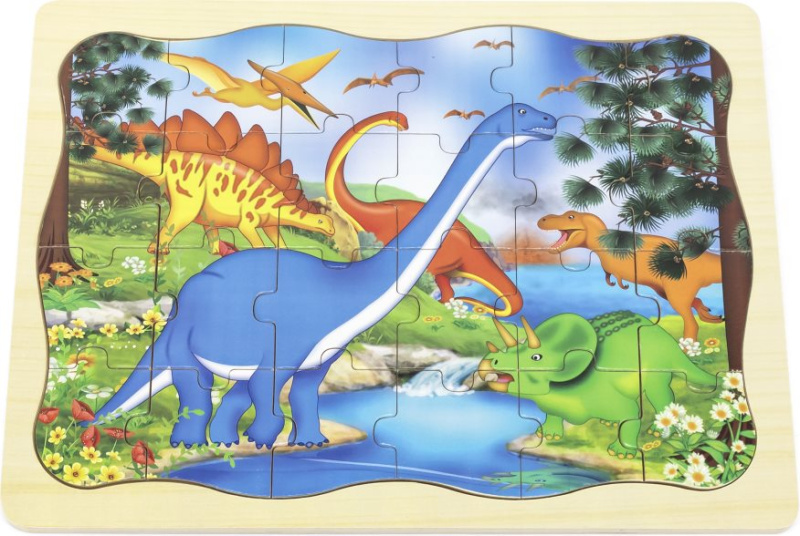 BABU - Dřevěné puzzle dinosaurus - 24 dílků