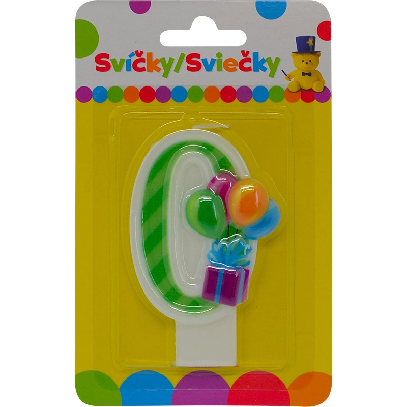 Narozeninová svíčka s balónky číslo 0