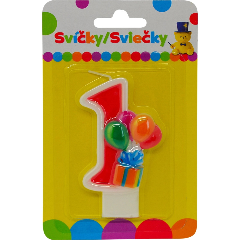 Narozeninová svíčka s balónky – číslo 1