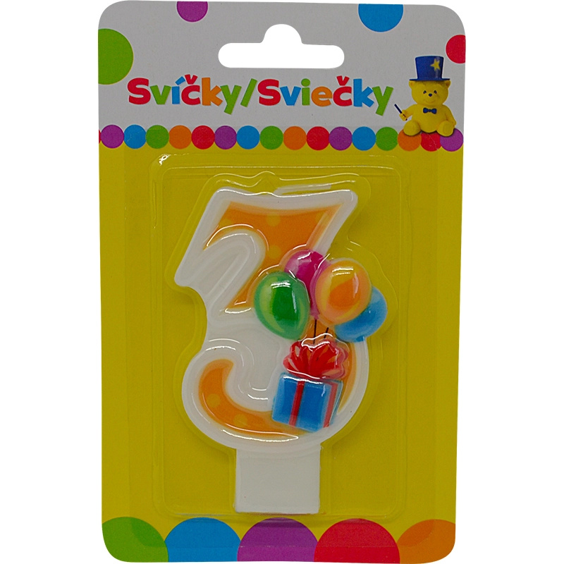 Narozeninová svíčka s balónky číslo 3