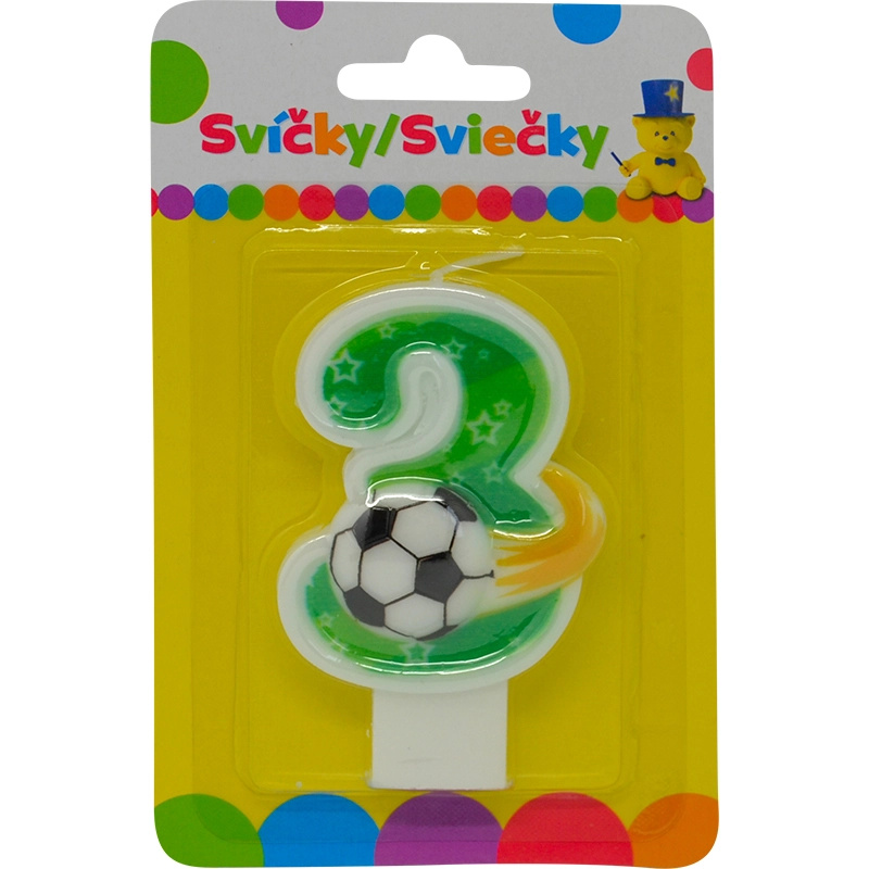 Narozeninová svíčka číslo 3 s míčem