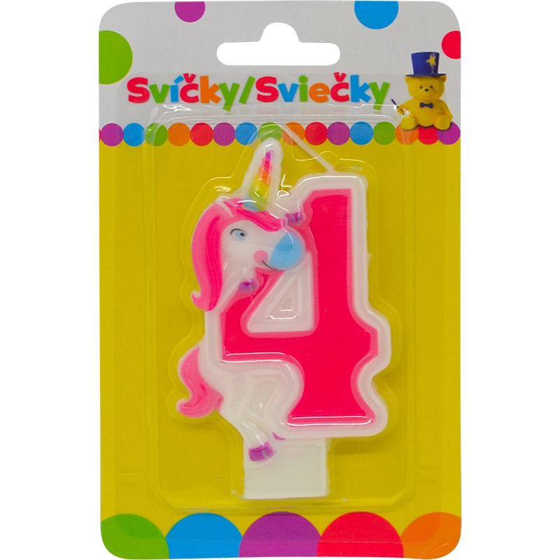 Narozeninová svíčka s jednorožcem – číslo 4