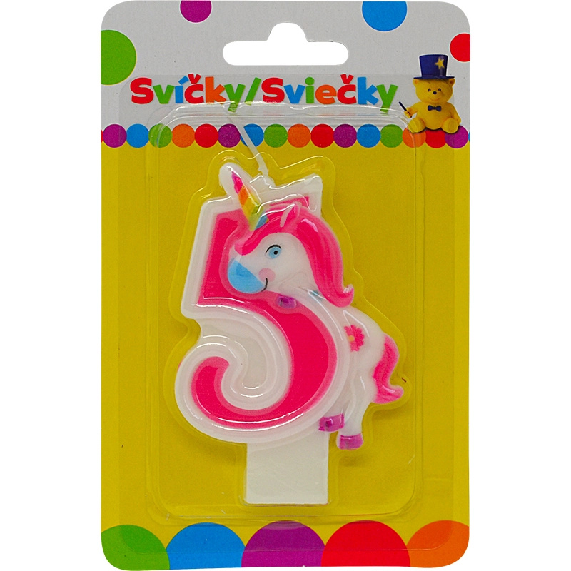 Narozeninová svíčka jednorožec číslo 5
