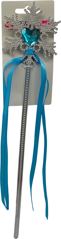 Plastová kouzelná hůlka s vločkou a modrou stuhou