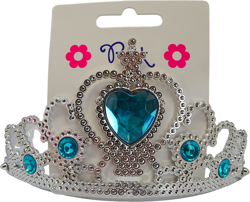 Plastová korunka na čelence s modrým akrylovým srdcem