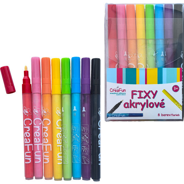 CreaFun - fixy akrylové 8 barev