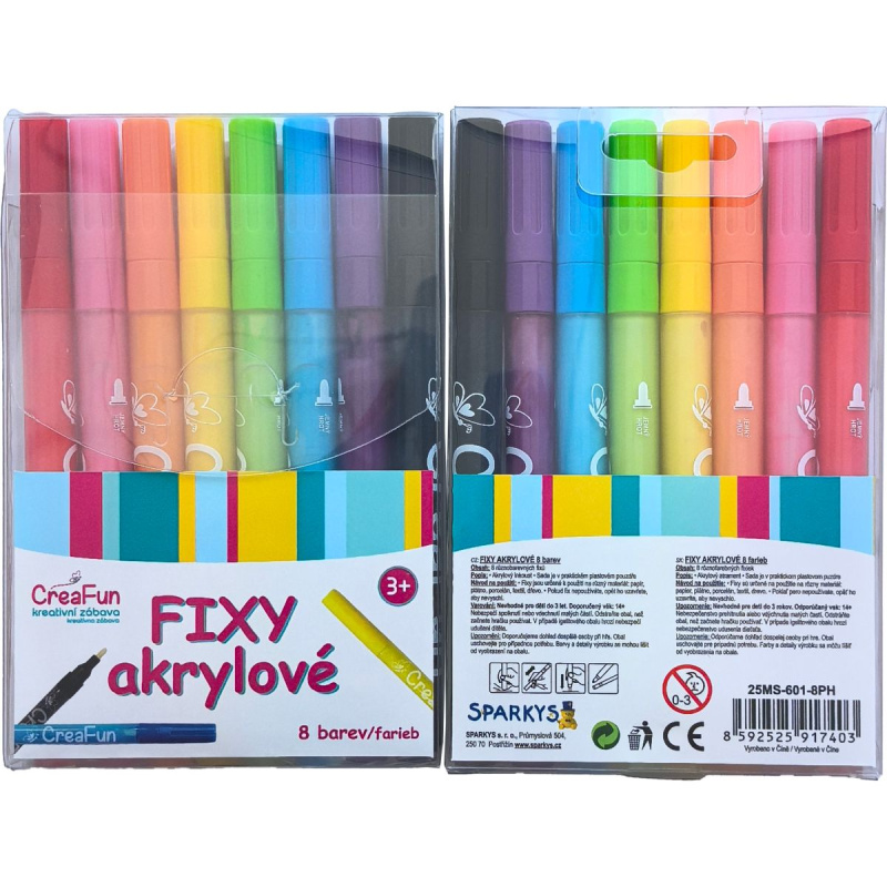 CreaFun - fixy akrylové 8 barev