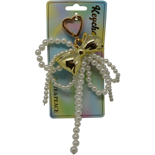 Keychain Přívěsek na klíče - Perly s mašlí a srdcem