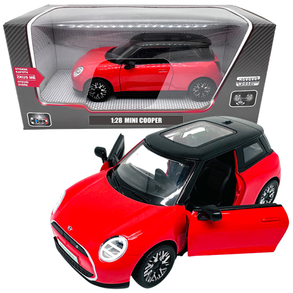 Kovový model - 1:28 Mini Cooper červené