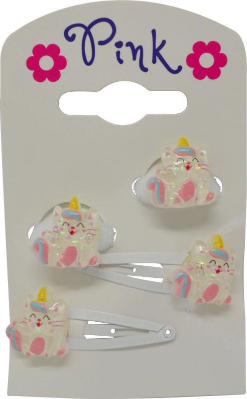 Vlasové doplňky Kočička – sada spon a gumiček pro děti (4 ks)