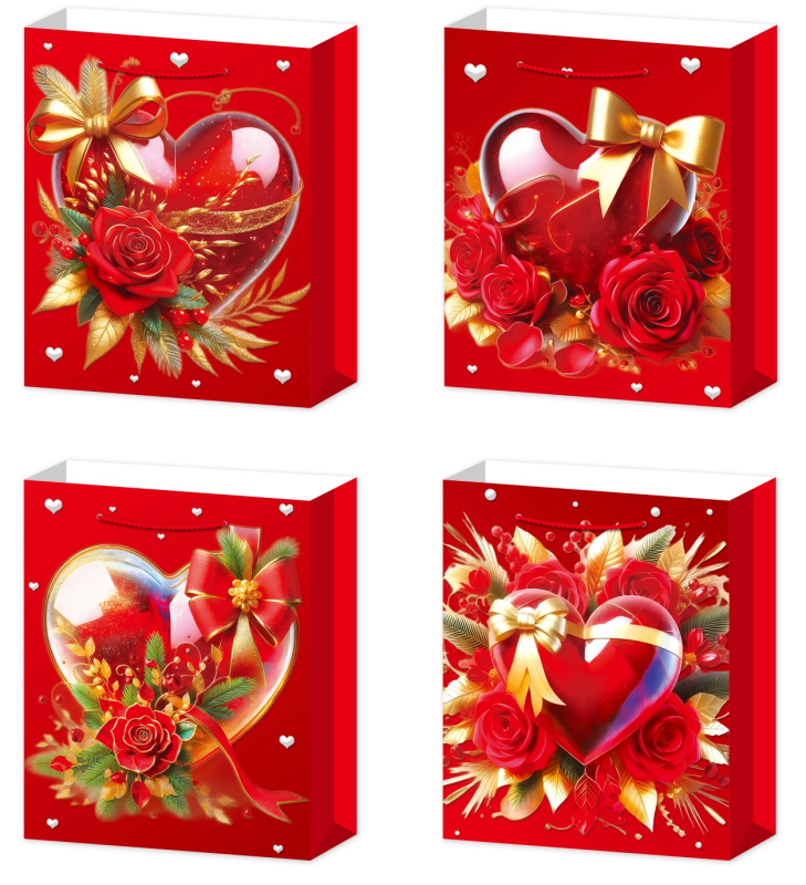 Dárková taška L srdce s mašlí