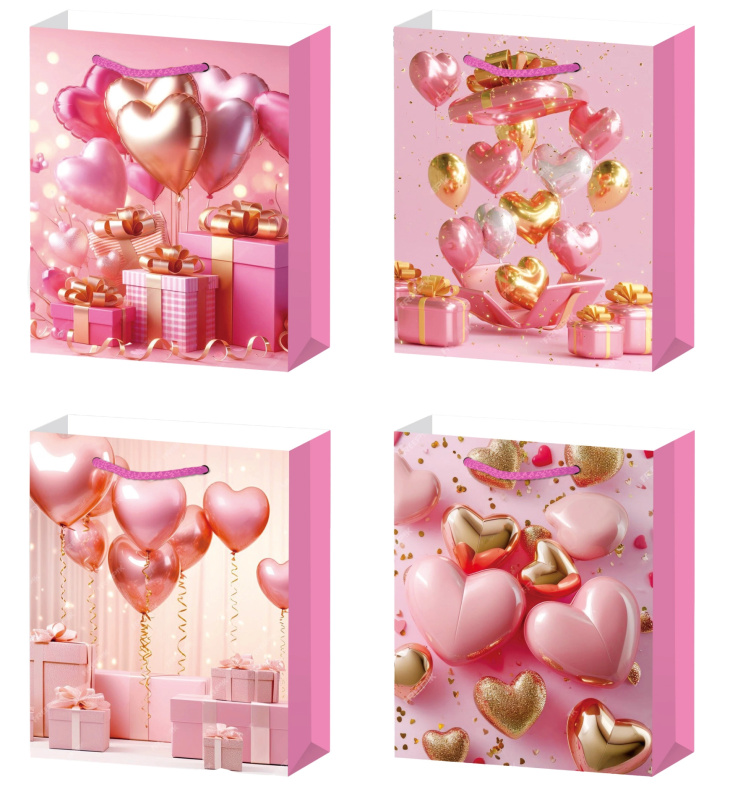 Dárková taška S s růžovými srdíčky