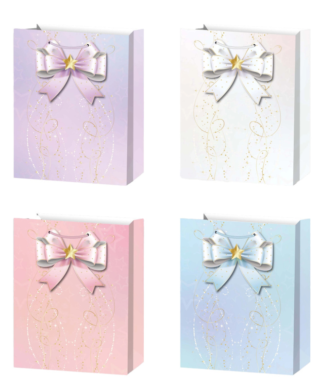 Dárková taška M pastelová s mašlí