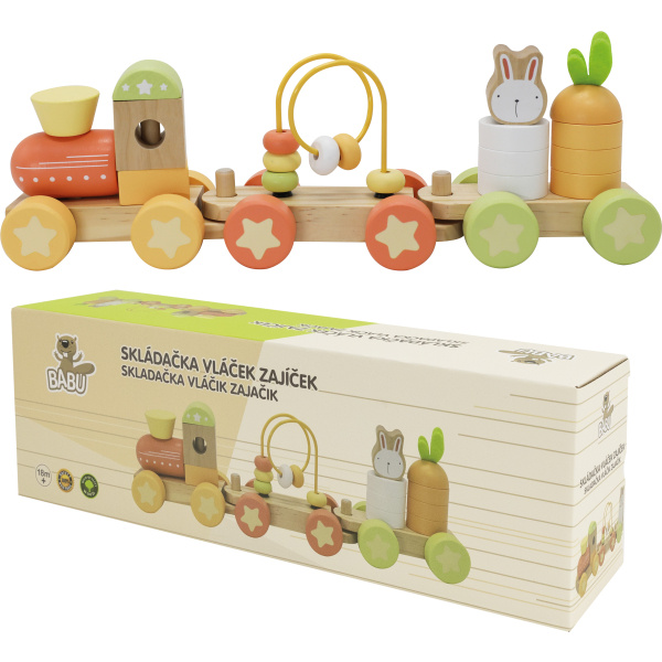 BABU - Skládací vláček se zajíčkem - dvou vagónový