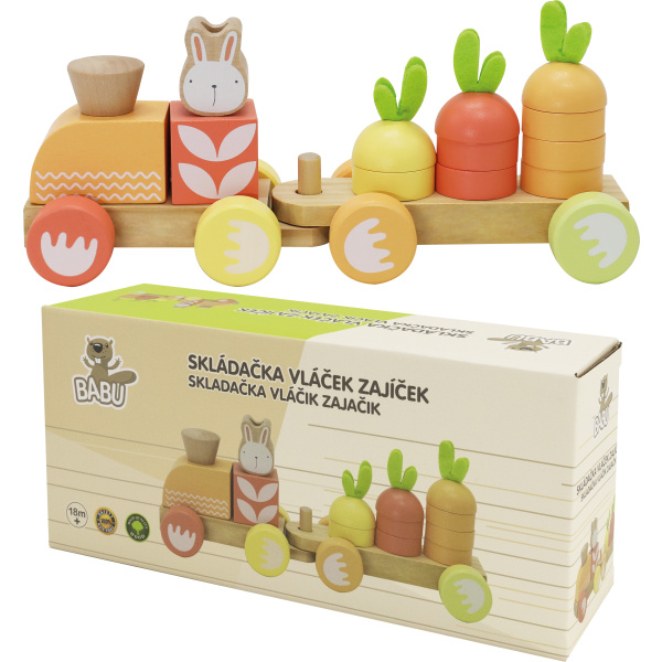 BABU - Skládací vláček se zajíčkem - jednovagónový