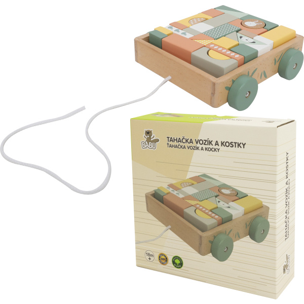 BABU - Tahací vozík s kostkami