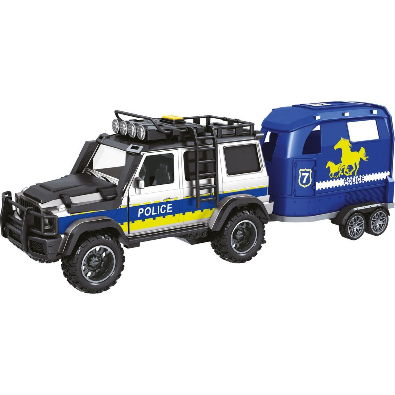 CITY SERVICE CAR - 1:14 - Policejní auto s přívěsem a koněm (se zvukem a světly)