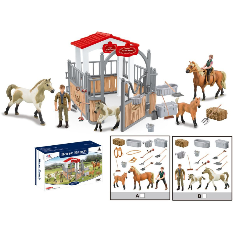 Zvířátka z farmy - Malá jezdecká dráha s příslušenstvím 2 druhy