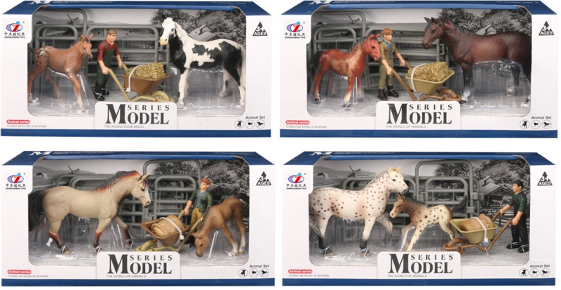 Zvířátka z farmy - Set koně s hříbátkem 4 druhy