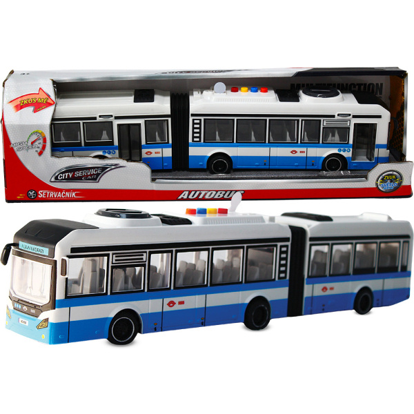 CITY SERVICE CAR - 1:16 Kloubový autobus - modrý na setrvačník se zvuky