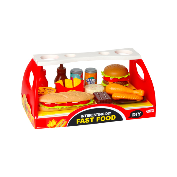 Sada fast food - hamburger a bageta s doplňky