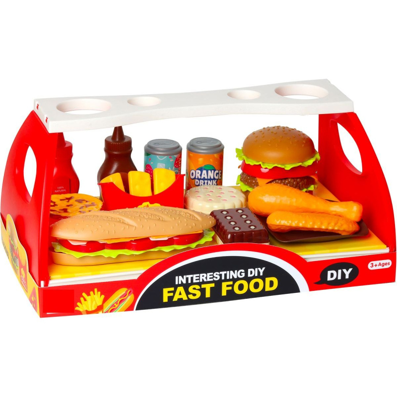 Sada fast food - hamburger a bageta s doplňky