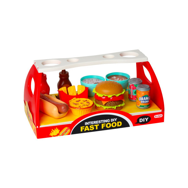 Sada fast food - hamburger a hot dog s doplňky