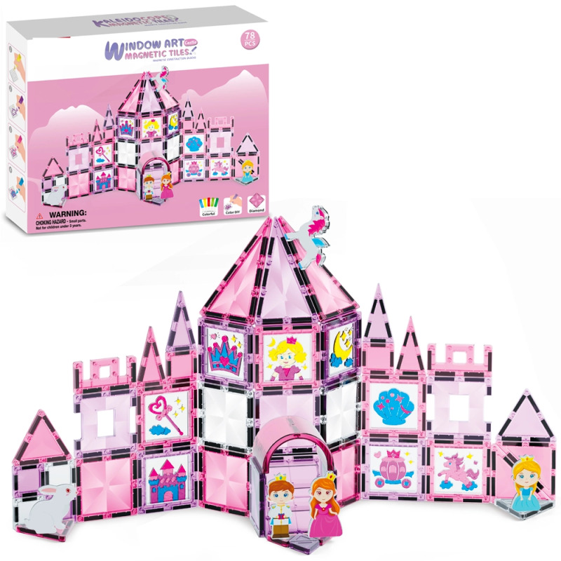 Magnetická stavebnice - Hrad pro princezny s malováním 78 ks