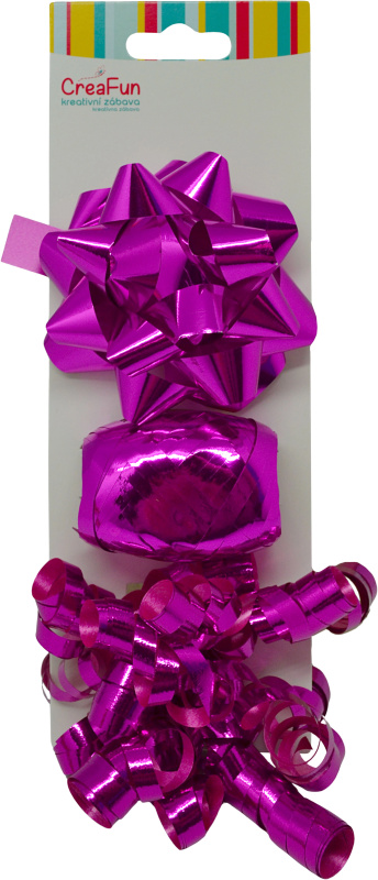 Dárková sada metalických mašlí a stuhy, 3 ks (mašle 9 cm, stuha 10 m, mašlička 6 mm)