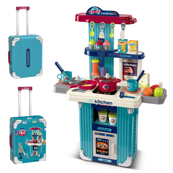 2v1 Kufr a kuchyň s příslušenstvím - modrá