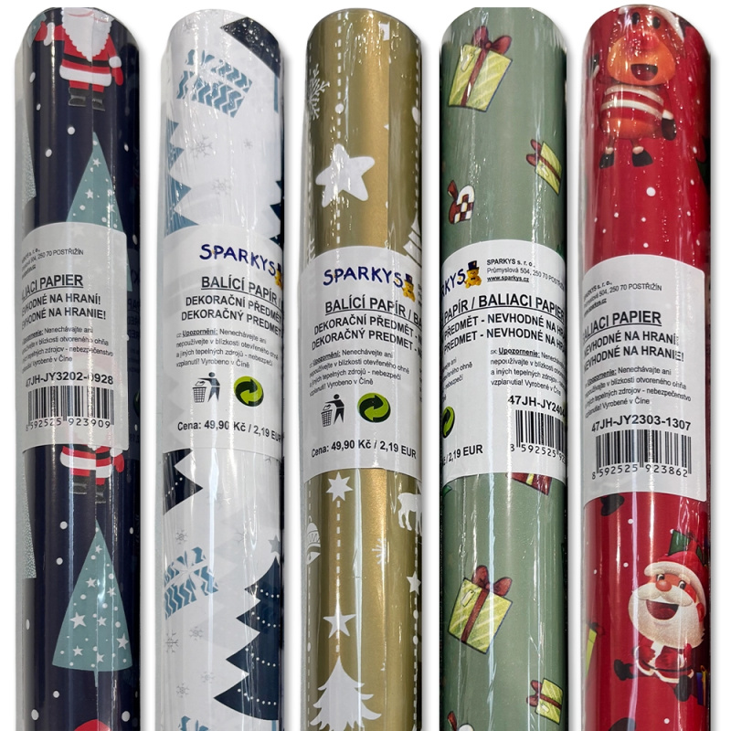 Balicí papír s vánočními motivy 200 × 70 cm