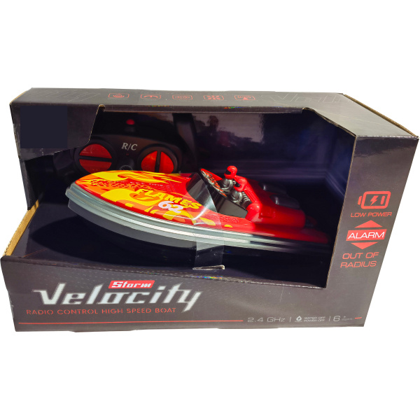 R/C Rychlostní Člun Velocity 1:16 2.4 GHz - Červený Plamen