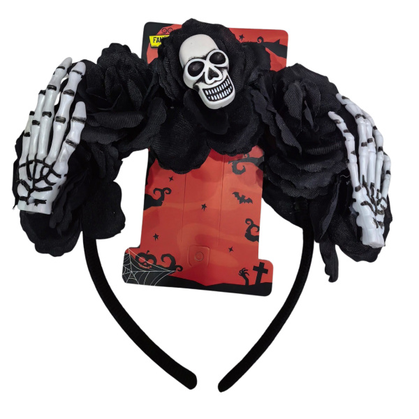 Halloween čelenka lebka a růže