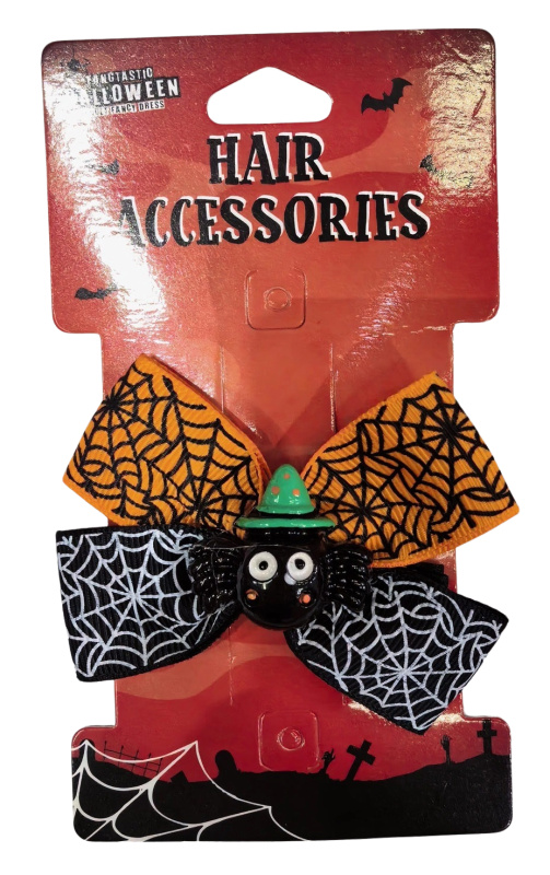 Halloweenská spona do vlasů pavouček a mašle