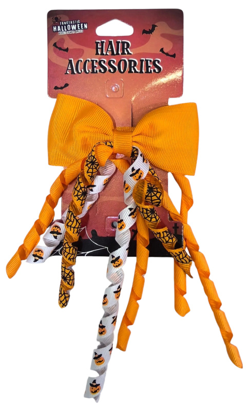 Halloween sponka do vlasů s mašlí a spirálami - 1 kus