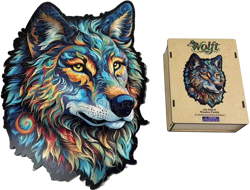 Dřevěné puzzle vlk