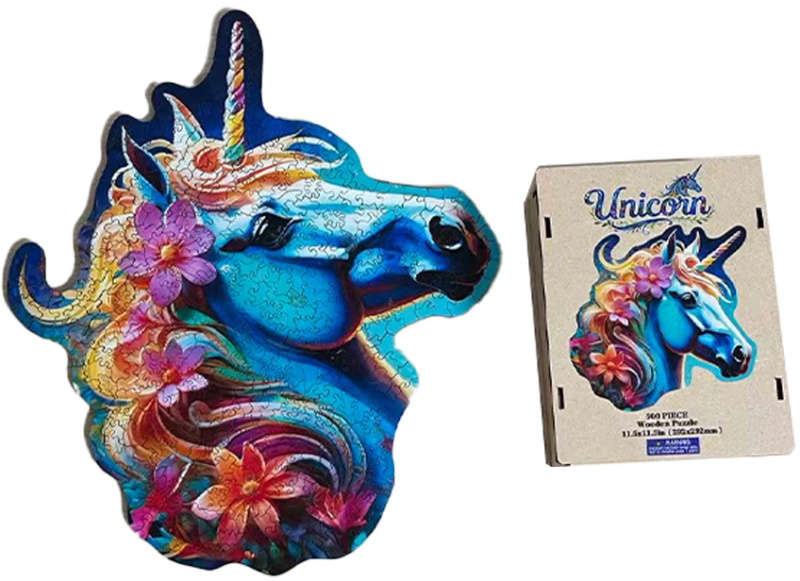 Dřevěné dětské puzzle jednorožec - 1 kus
