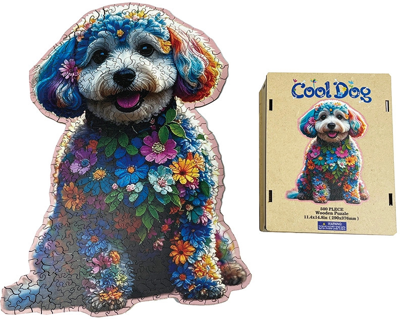 Dřevěné puzzle – Stylový pes